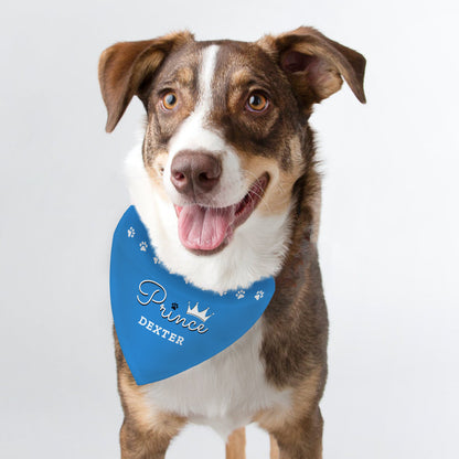 Personalised Name Prince Blue Crown Dog Bandana Pet Gifts