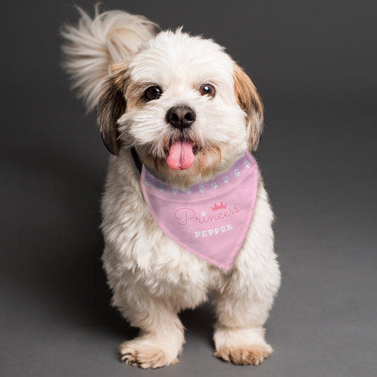 Personalised Name Princess Pink Crown Dog Bandana Pet Gifts