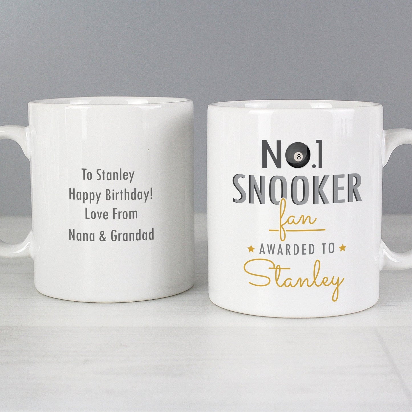 Personalised No.1 Snooker Fan Award 8 Ball Ceramic Mug