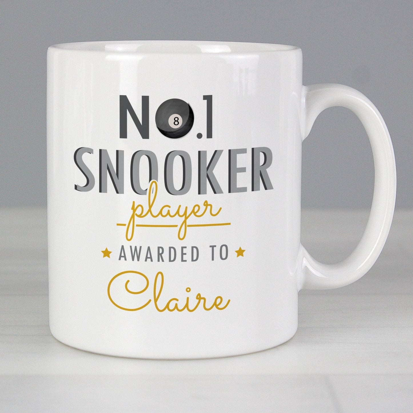 Personalised No.1 Snooker Player Award 8 Ball Ceramic Mug