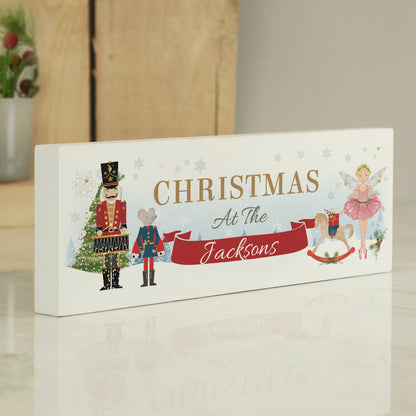 Personalised Nutcracker Wooden Block Sign Festive Decoration