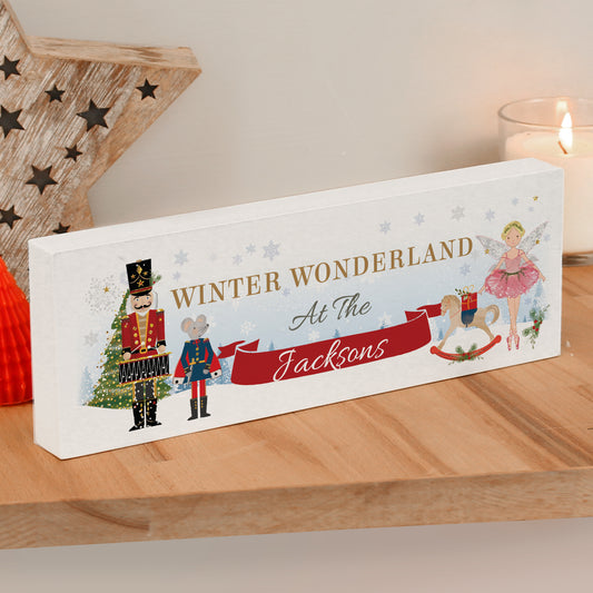 Personalised Nutcracker Wooden Block Sign Festive Decoration