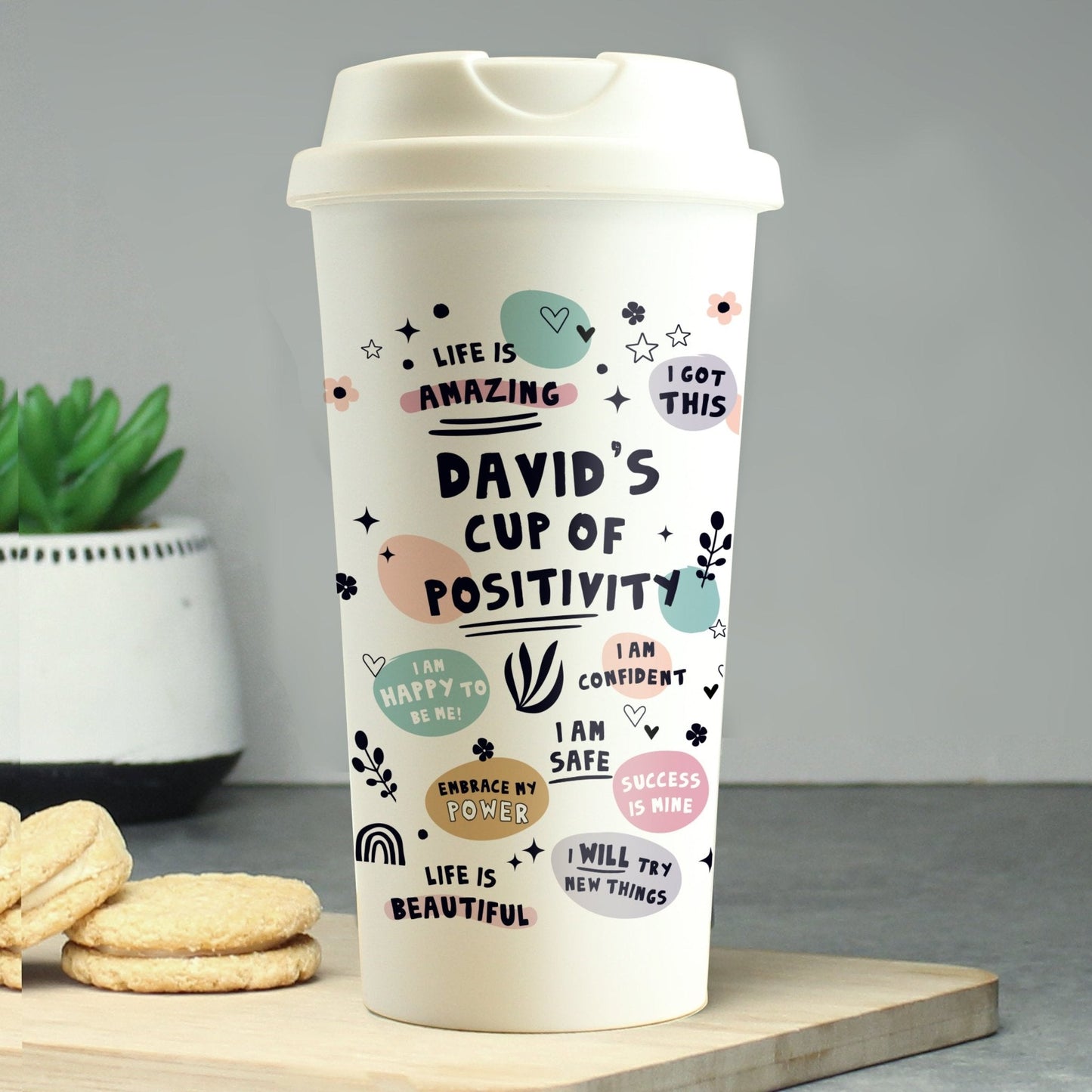 Personalised Positive Affirmations Double Walled Insulated Reusable Travel Mug 380ml