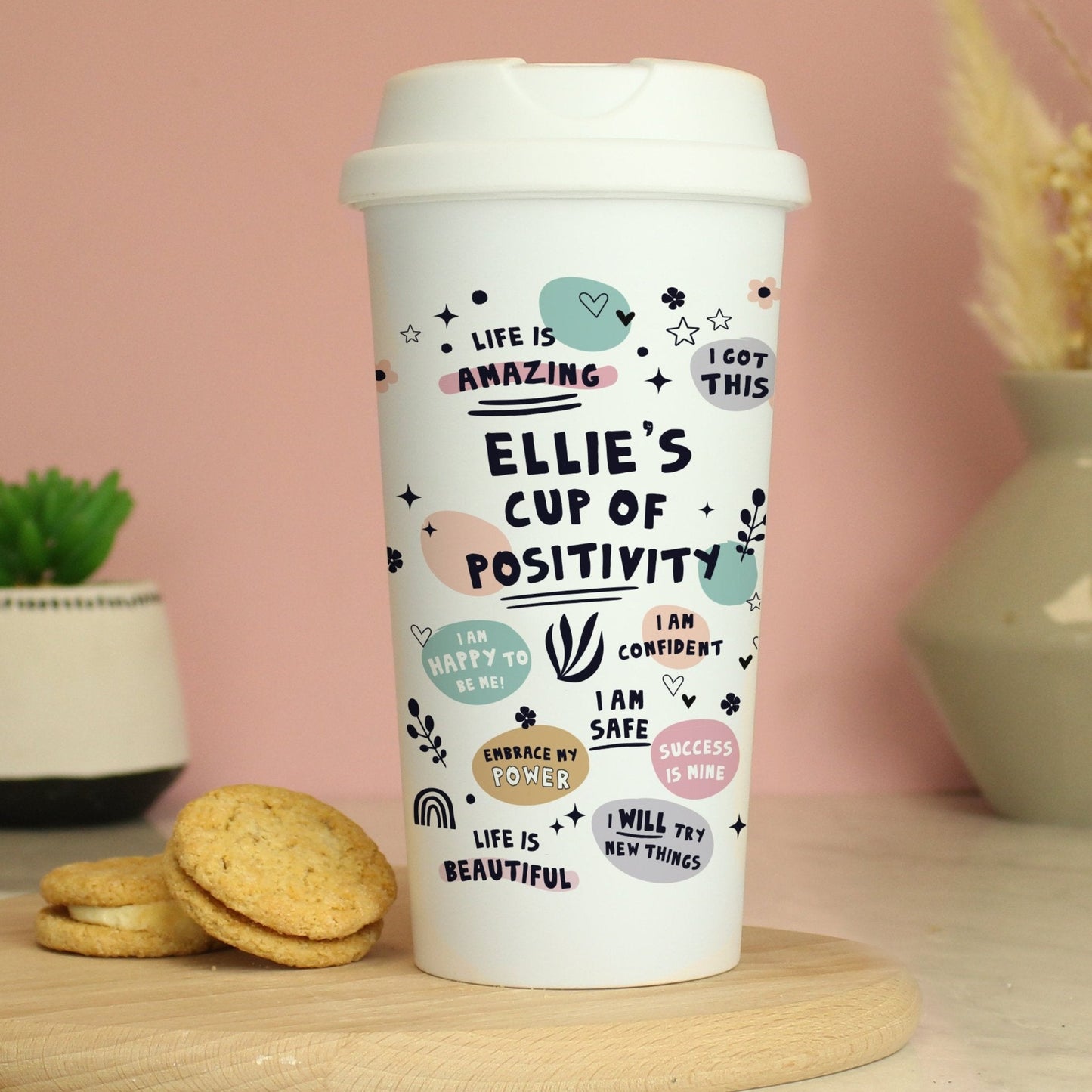 Personalised Positive Affirmations Double Walled Insulated Reusable Travel Mug 380ml