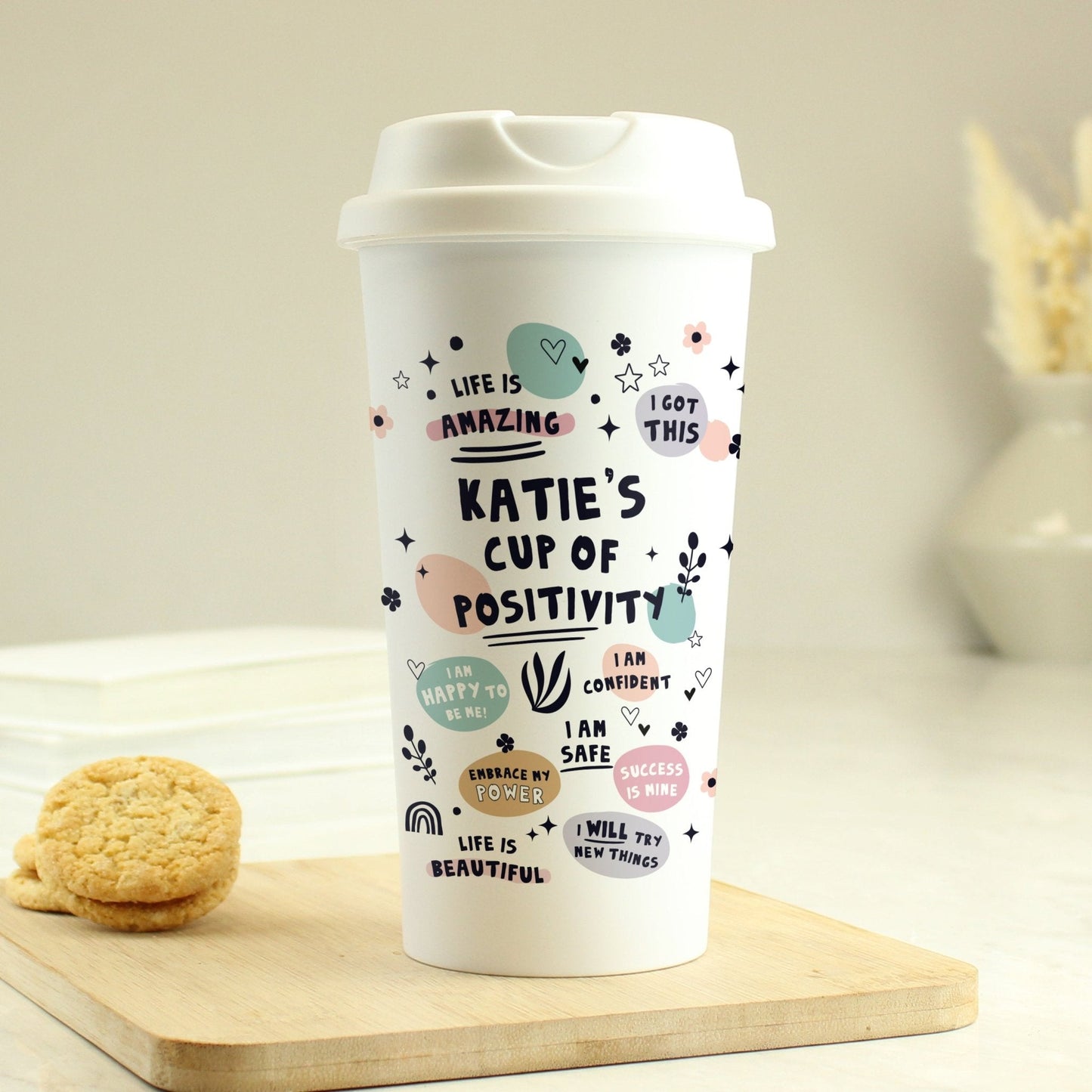 Personalised Positive Affirmations Double Walled Insulated Reusable Travel Mug 380ml