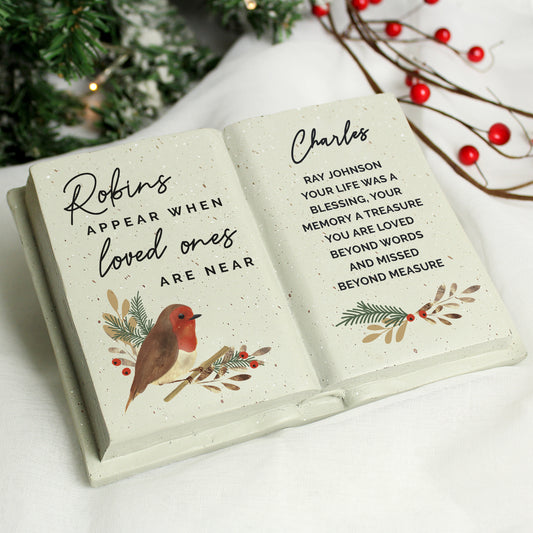 Personalised Robins Appear Memorial Book Graveside Remembrance Plaque