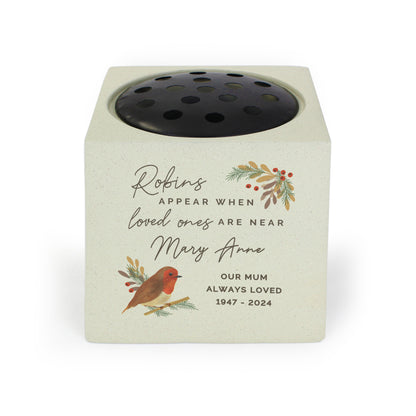 Personalised Robins Appear Memorial Vase Rose Bowl Ornament