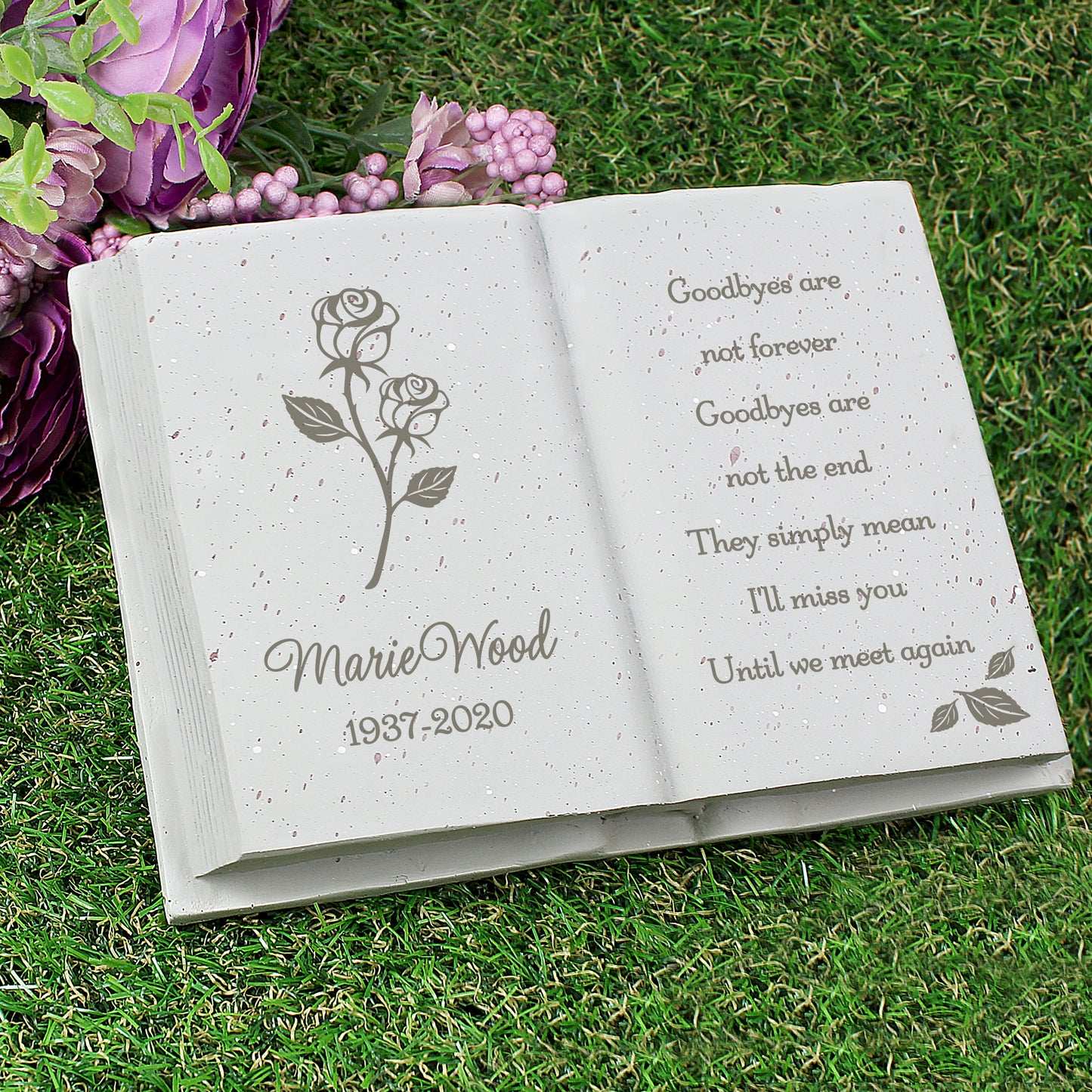 Personalised Rose Memorial Book Graveside Remembrance Plaque