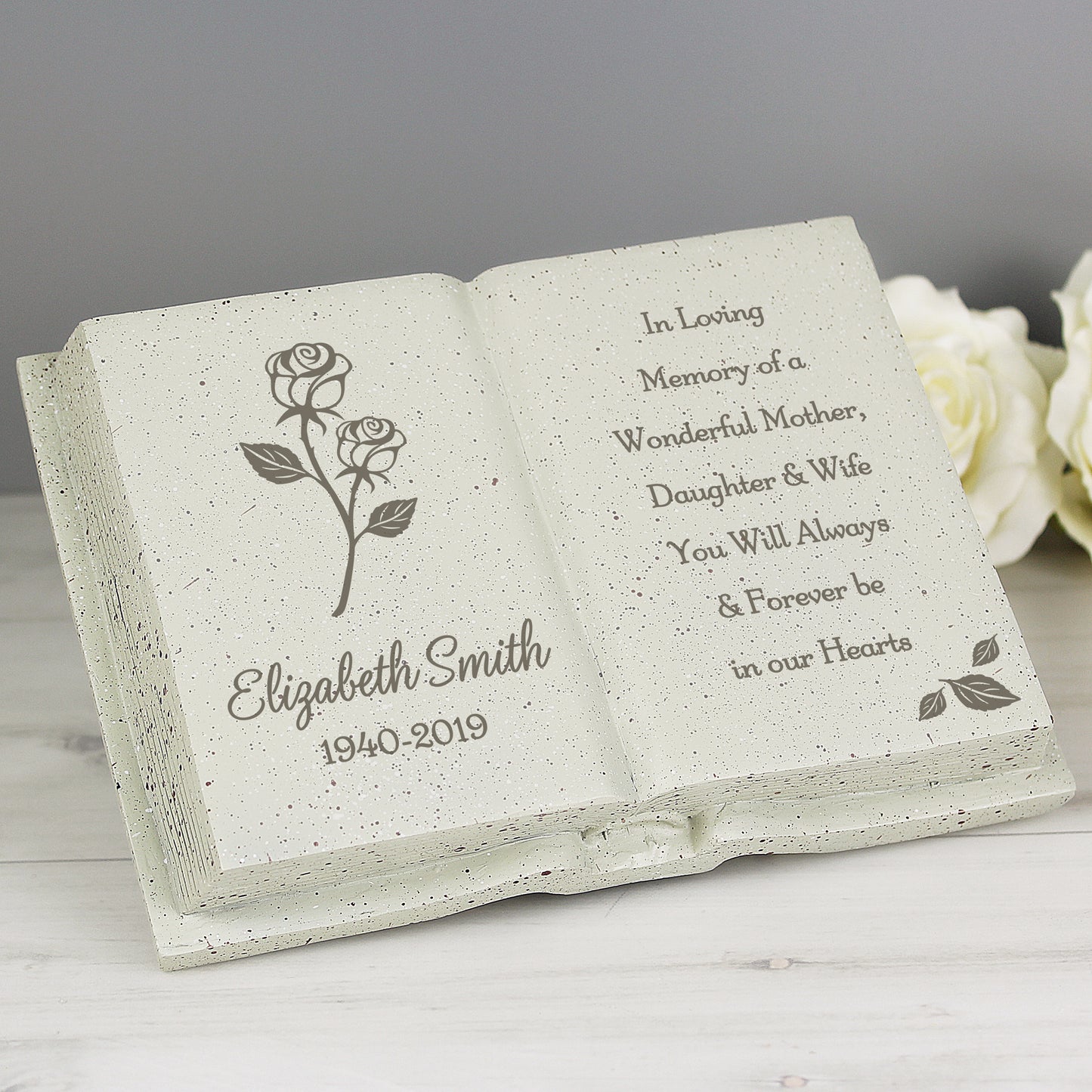 Personalised Rose Memorial Book Graveside Remembrance Plaque