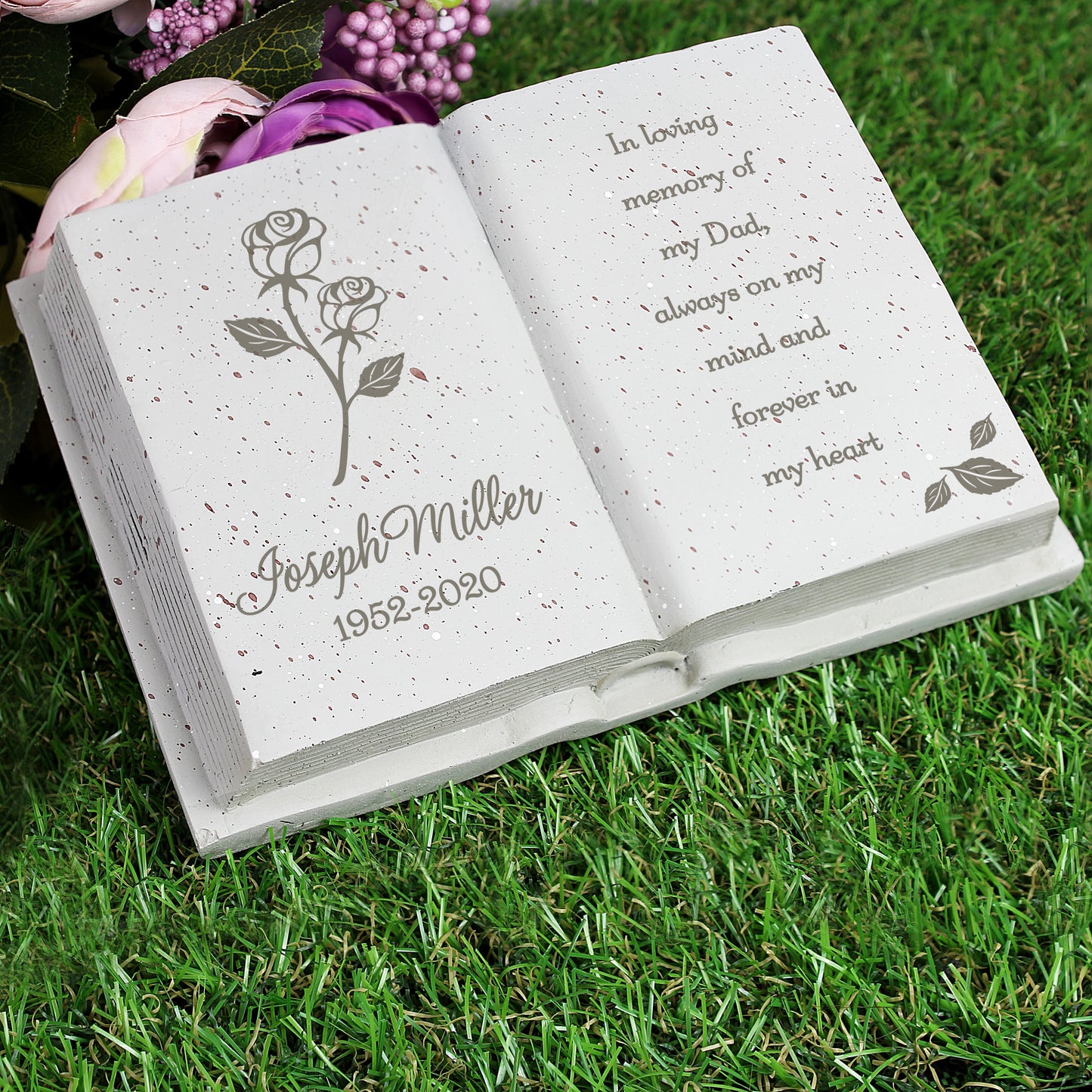 Personalised Rose Memorial Book Graveside Remembrance Plaque