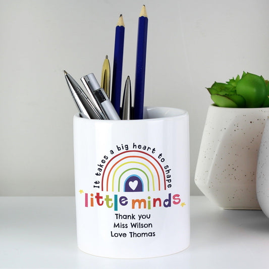 Personalised Shape Little Minds Rainbow Ceramic Storage Pot