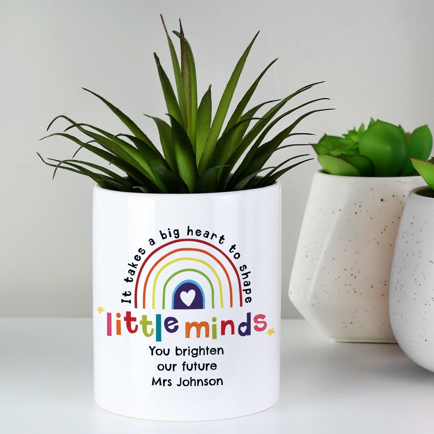 Personalised Shape Little Minds Rainbow Ceramic Storage Pot