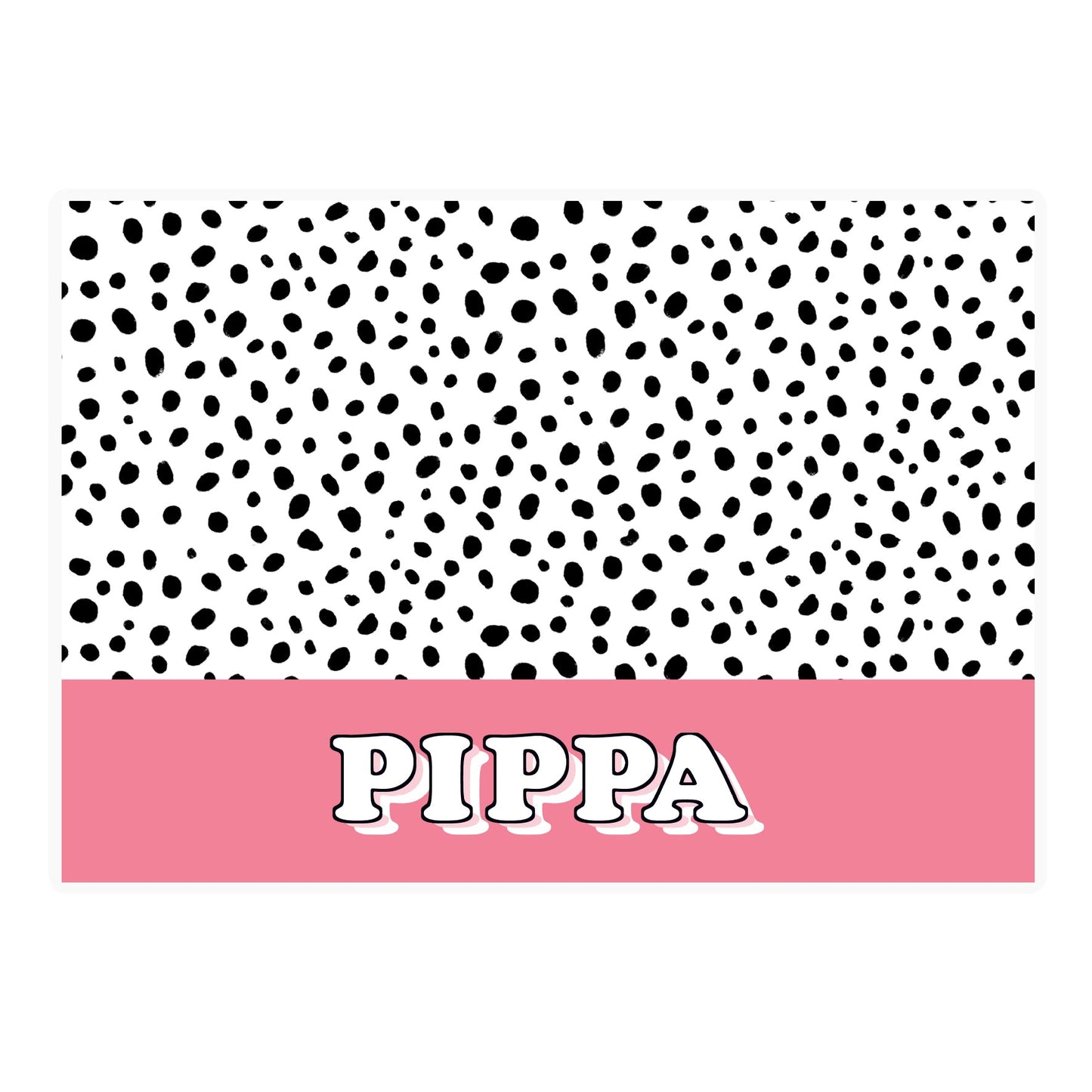 Personalised Spotty Waterproof Pet Dog Food Water Bowl Mat - Pink
