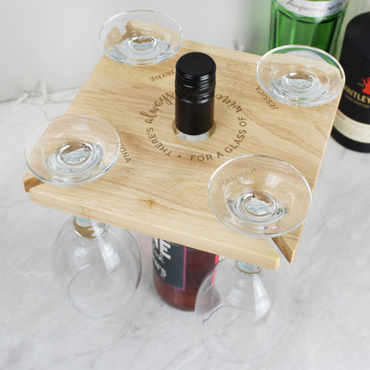 Personalised Time For a Glass of Wine - Wine Glass Holder & Bottle Butler