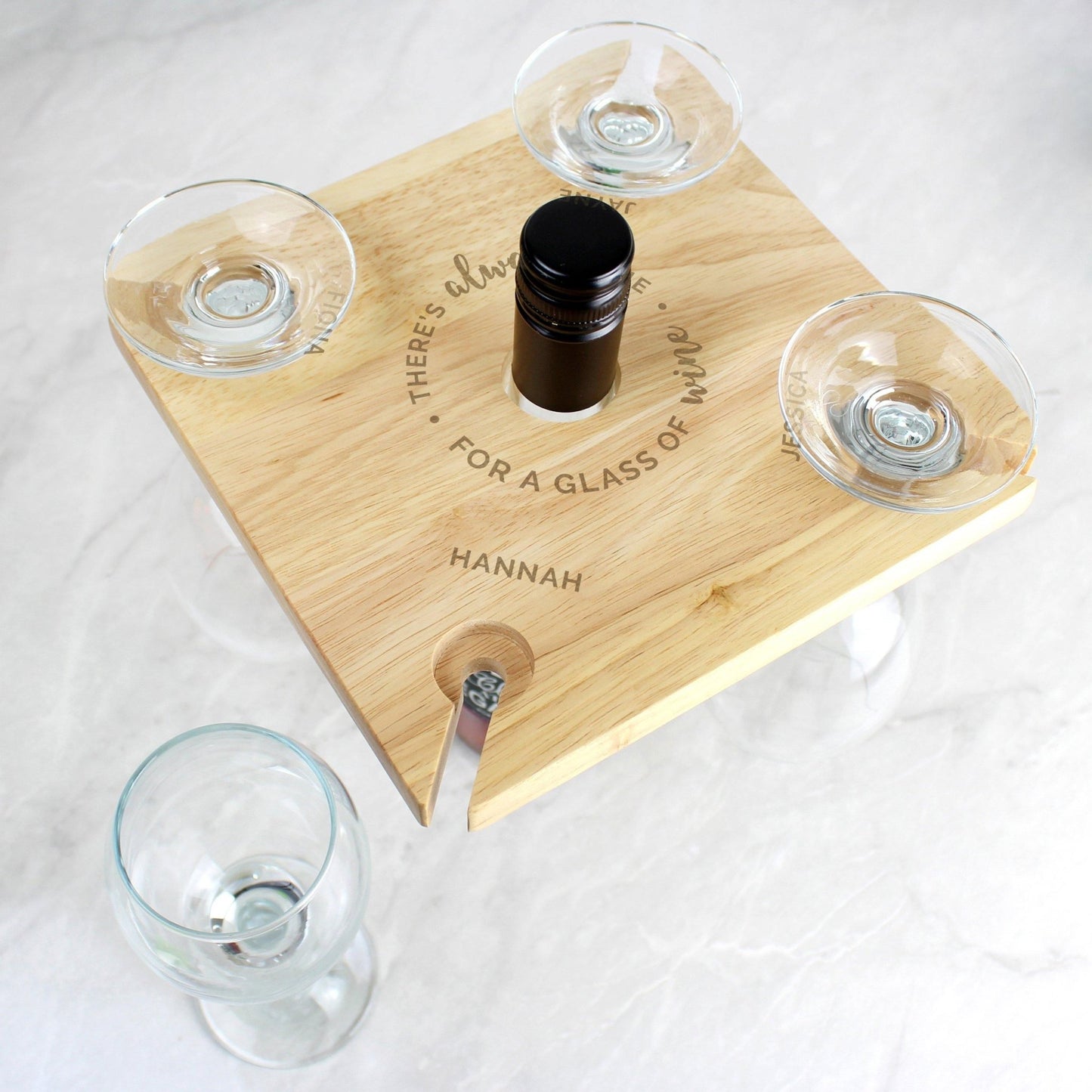 Personalised Time For a Glass of Wine - Wine Glass Holder & Bottle Butler