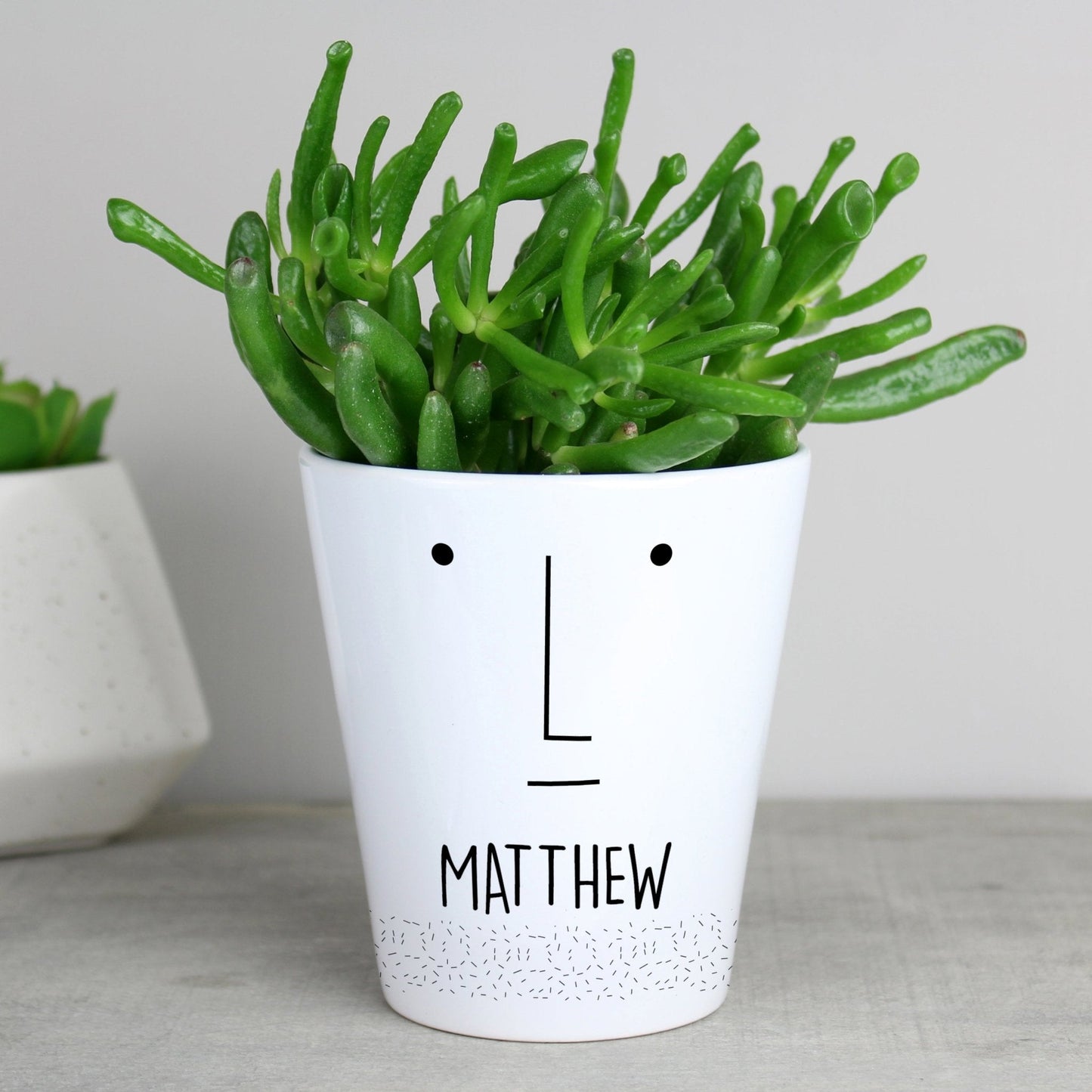 Personalised 'Mr Face' White Ceramic Plant Flower Pot