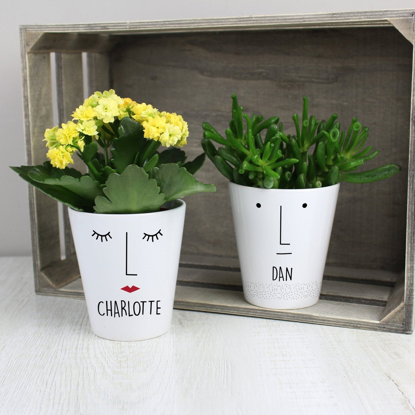 Personalised 'Mr Face' White Ceramic Plant Flower Pot