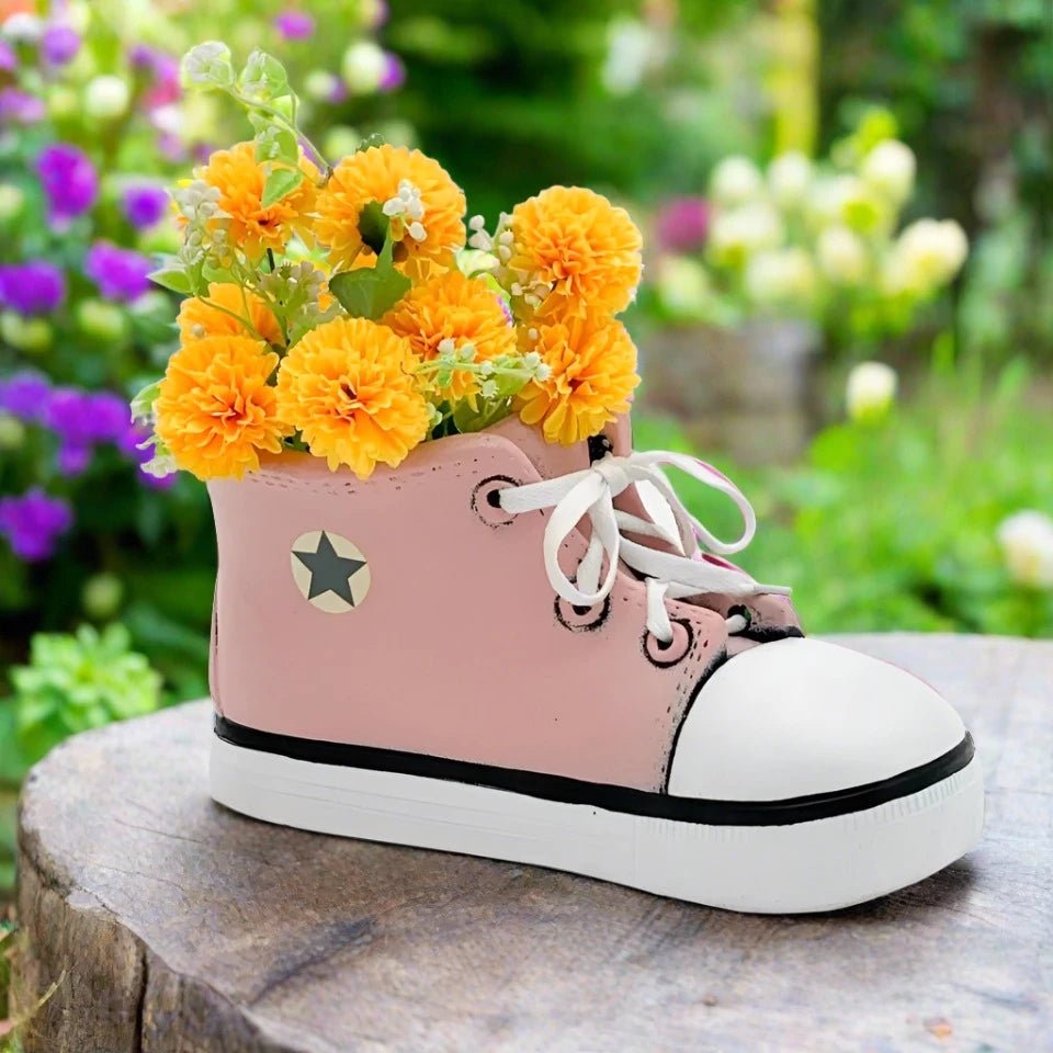 Pink Shoe Trainers Quirky Garden Planter Pot Decoration