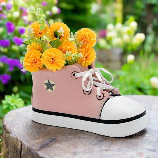 Pink Shoe Trainers Quirky Garden Planter Pot Decoration