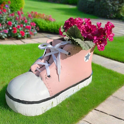 Pink Shoe Trainers Quirky Garden Planter Pot Decoration