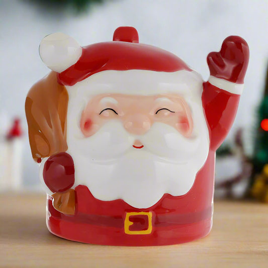 Red Jingle all the Way Santa Upside Down Ceramic Christmas Mug