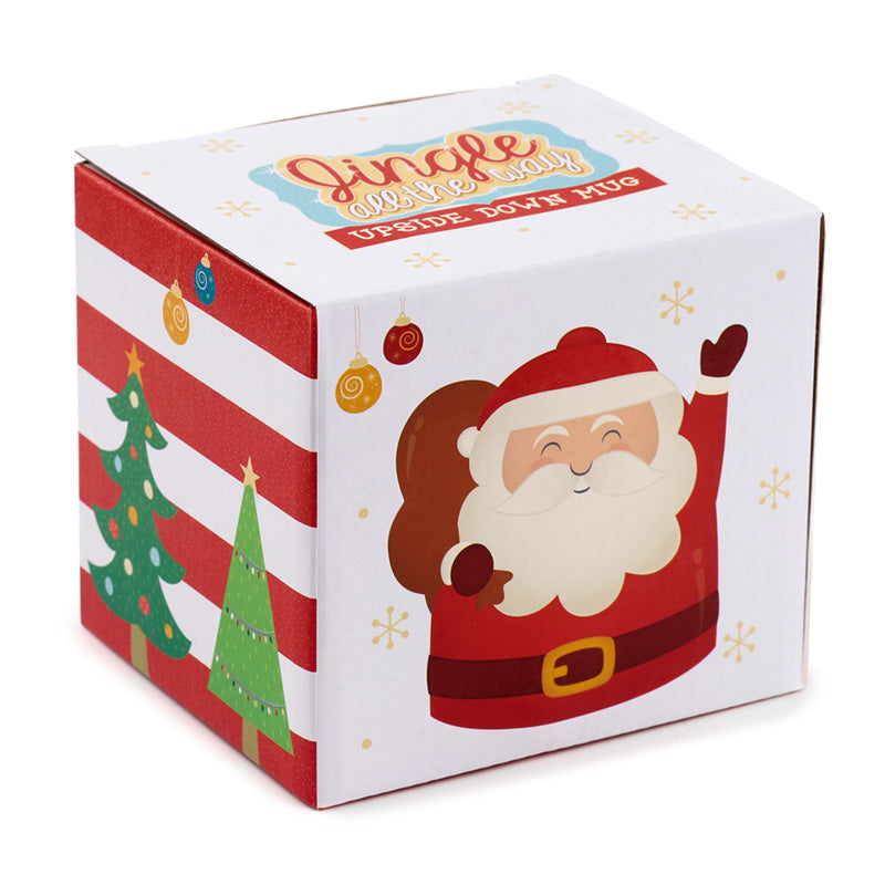 Red Jingle all the Way Santa Upside Down Ceramic Christmas Mug