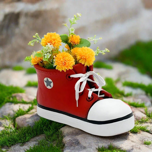 Red Shoe Trainers Quirky Garden Planter Pot Decoration