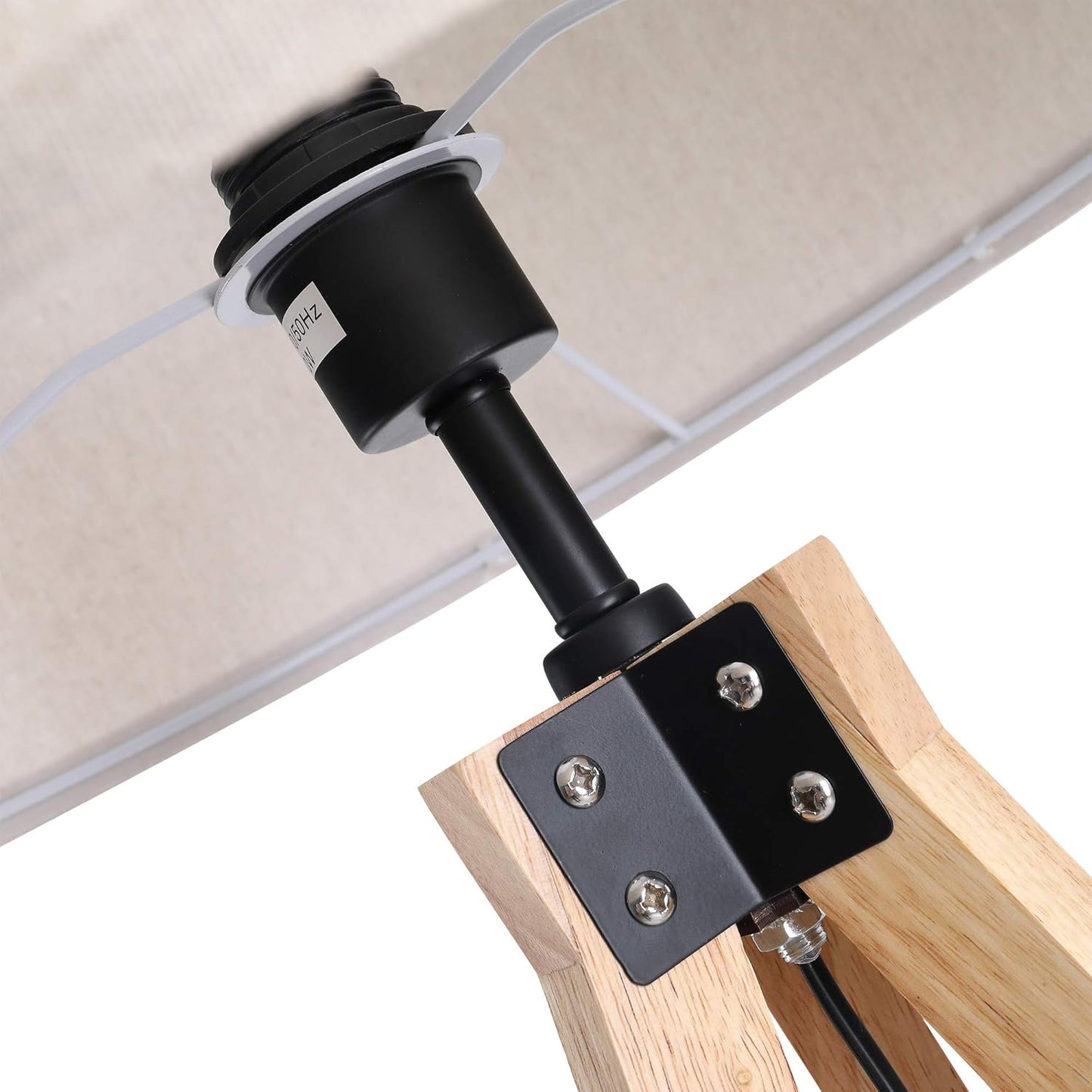 Rubber Wood Cylinder 5ft Tripod Floor Lamp - Cream Beige