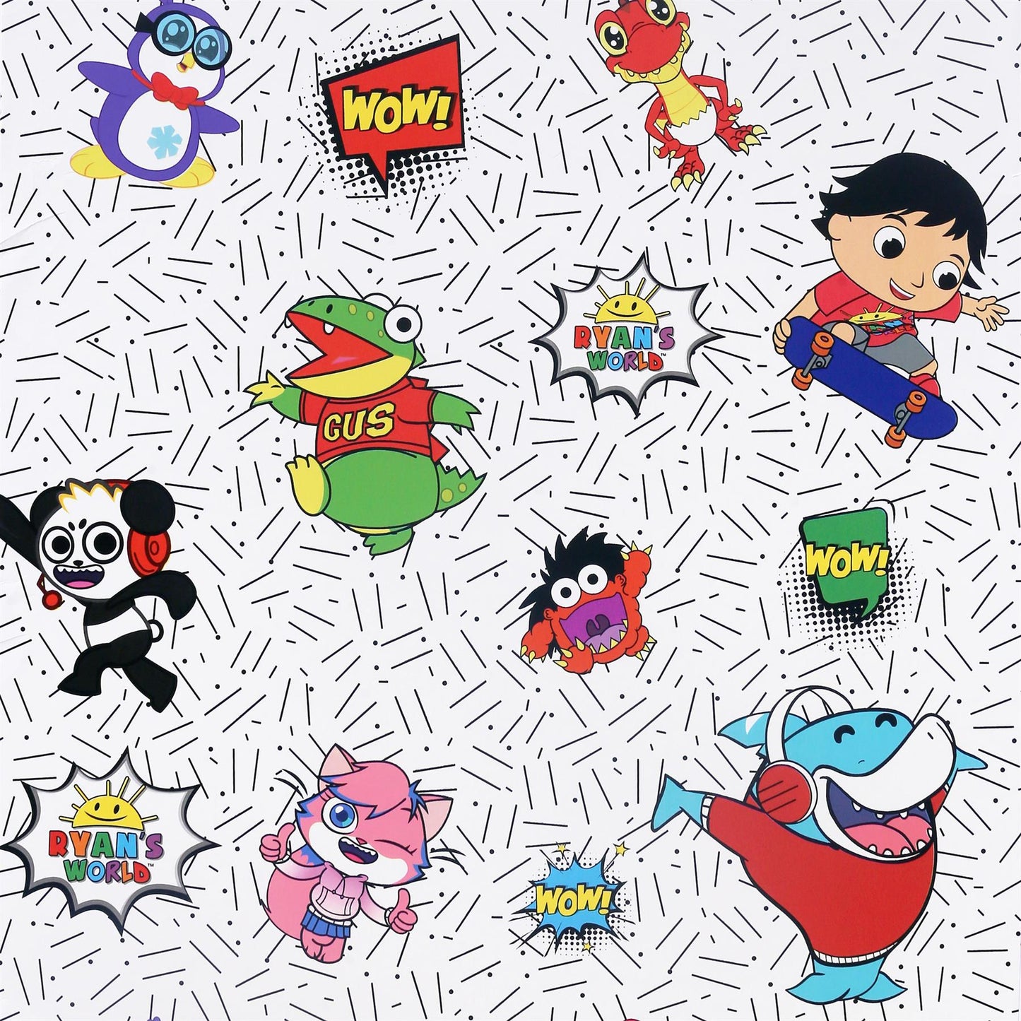 Ryan's World Crew Gus Panda Wallpaper Kids Bedroom Accent Feature Wall
