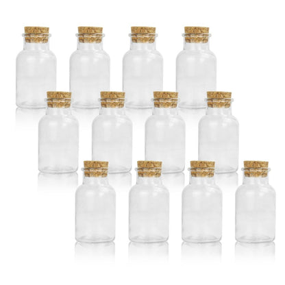 Set of 12 Transparent 150ml Glass Spice Jars with Cork Stopper Lid