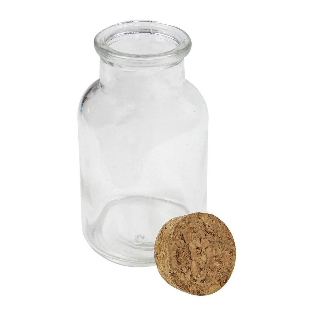 Set of 12 Transparent 150ml Glass Spice Jars with Cork Stopper Lid