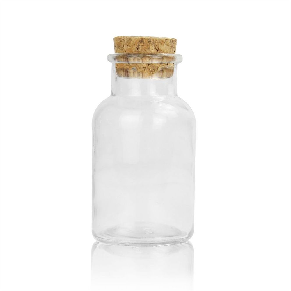 Set of 12 Transparent 150ml Glass Spice Jars with Cork Stopper Lid