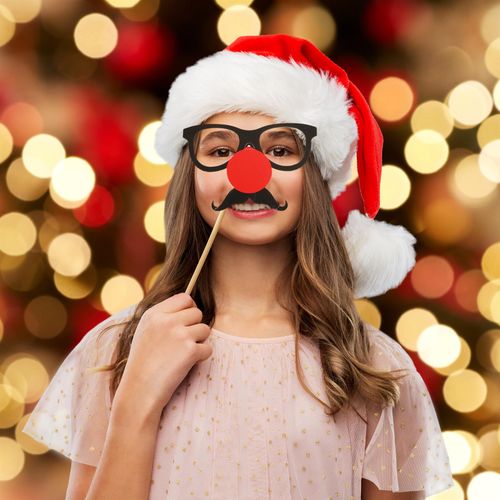 Set of 24 Christmas Party Fun Photo Booth Props with Selfie Frame