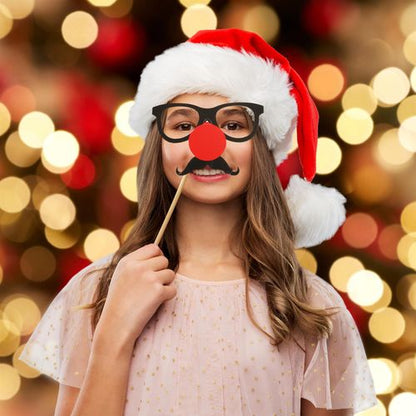Set of 24 Christmas Party Fun Photo Booth Props with Selfie Frame