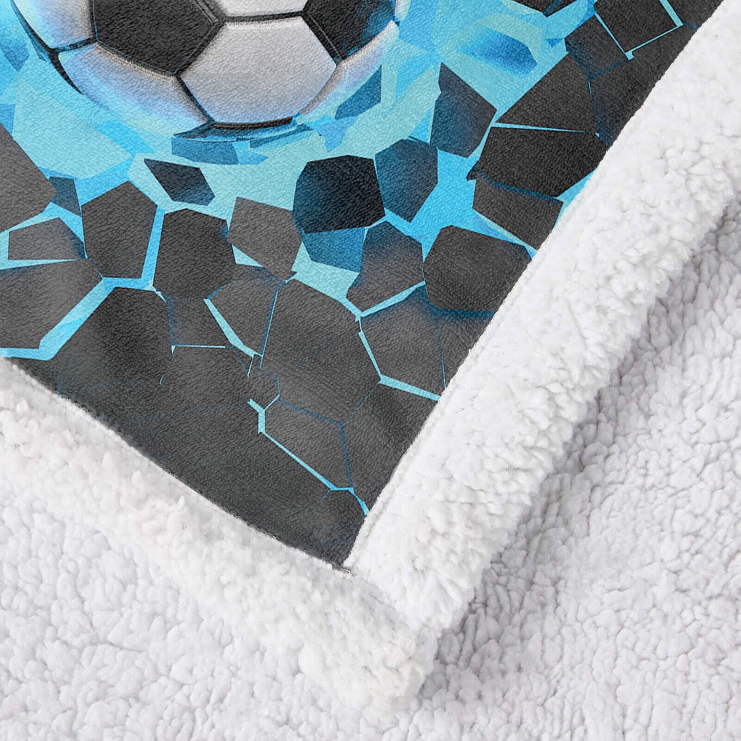 Soft Warm Fleece Blanket Throw - Blue Football Design