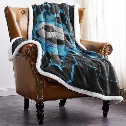 Soft Warm Fleece Blanket Throw - Blue Football Design