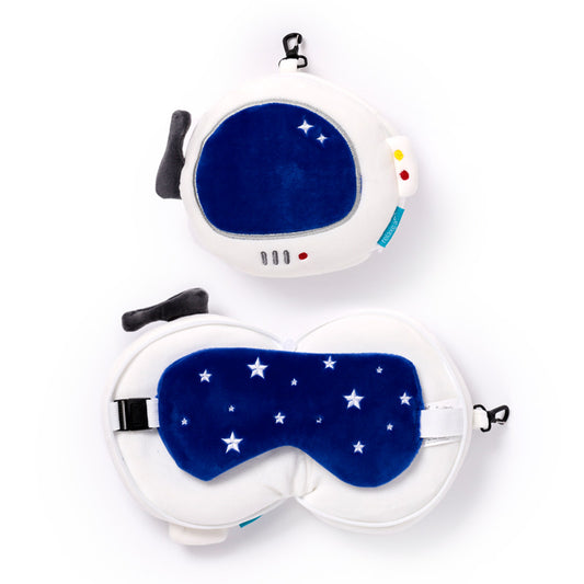 Space Cadet Relaxeazzz Plush Round Kids Travel Pillow & Eye Mask Set