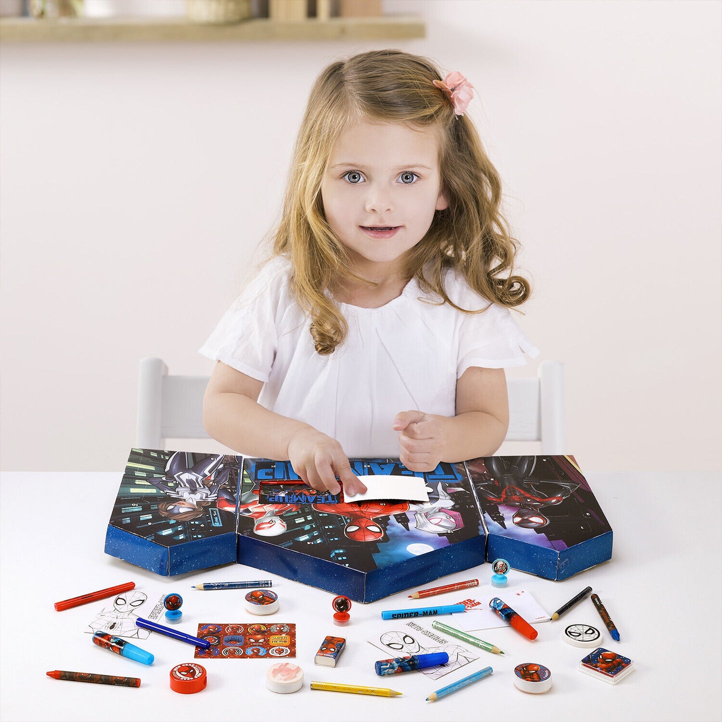 Spiderman Team Up Christmas Advent Calendar Art & Craft Stationery Set