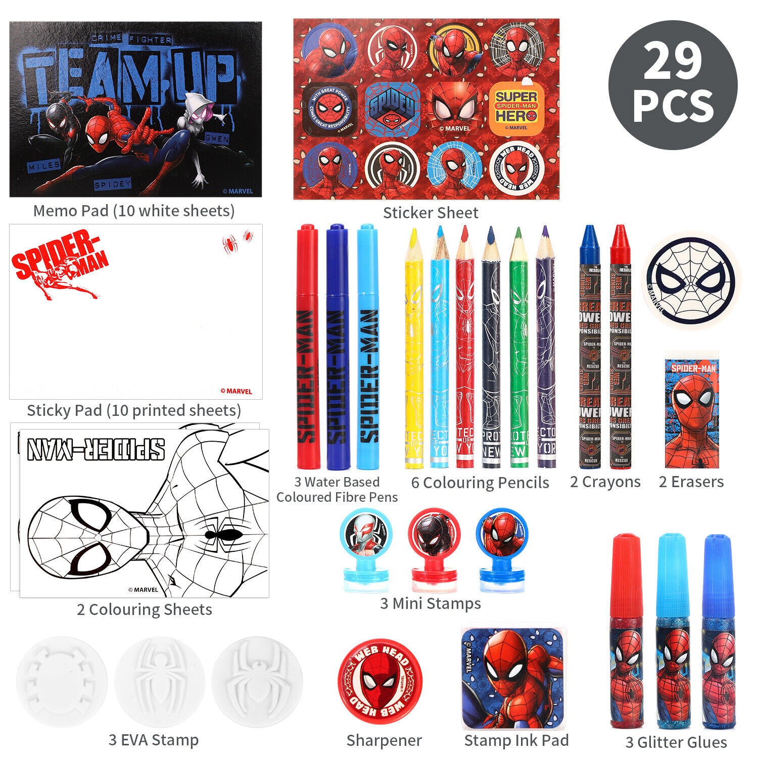 Spiderman Team Up Christmas Advent Calendar Art & Craft Stationery Set