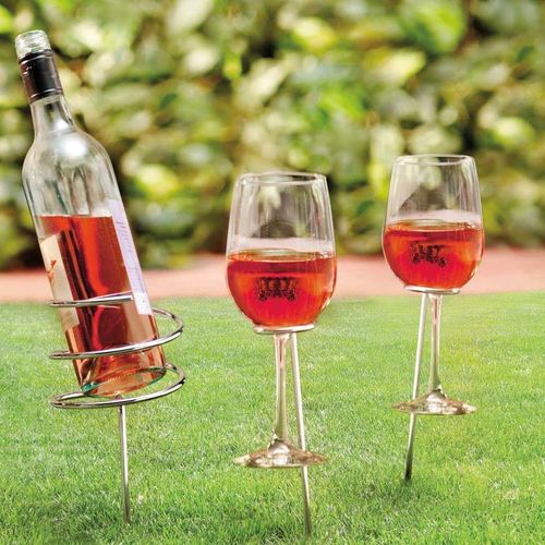 Spiral Wine Bottle & 2 Wine Glasses Holder Camping Picnic Gadgets