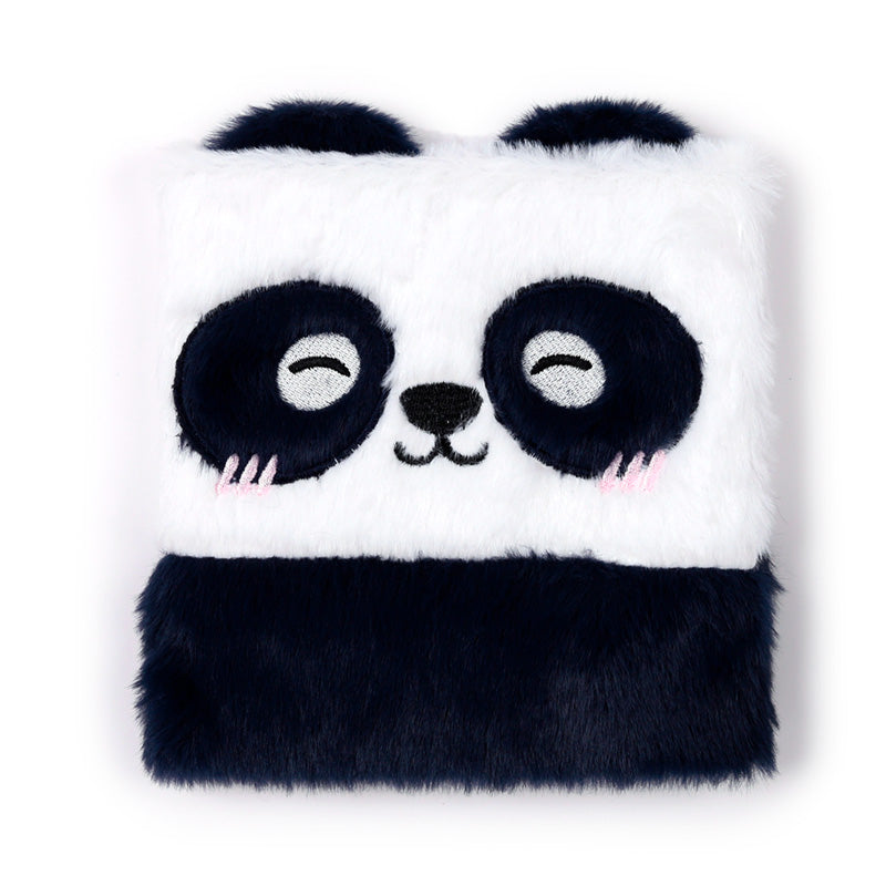 Fluffy Plush Lined Notebook - Adoramals Panda with Multi Colour Pen