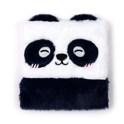 Fluffy Plush Lined Notebook - Adoramals Panda with Multi Colour Pen
