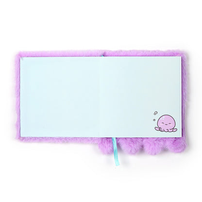 Fluffy Plush Lined Notebook - Adoramals Octopus with Multi Colour Pen