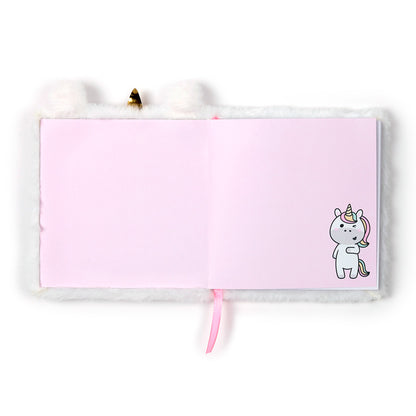 Fluffy Plush Lined Notebook - Adoracorn Unicorn with Multi Colour Pen