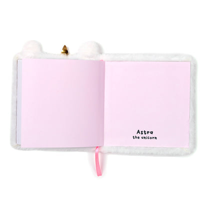 Fluffy Plush Lined Notebook - Adoracorn Unicorn with Multi Colour Pen
