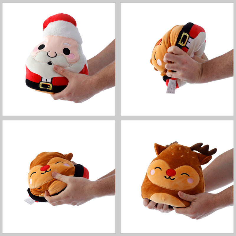 Squidglys Adoramals Christmas Santa & Reindeer Reversible Plush Toy