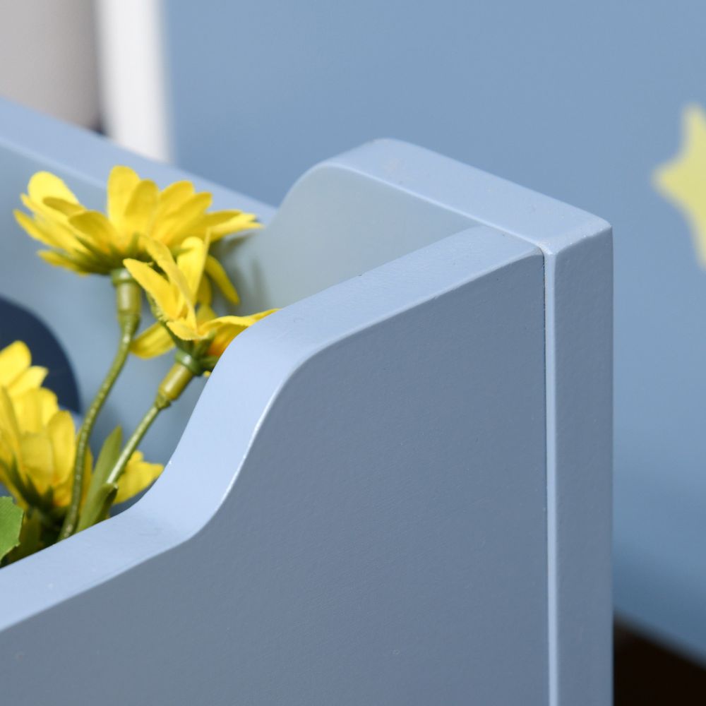 Stars Wooden Toy Chest Storage Bench Box with Lid - Blue & White