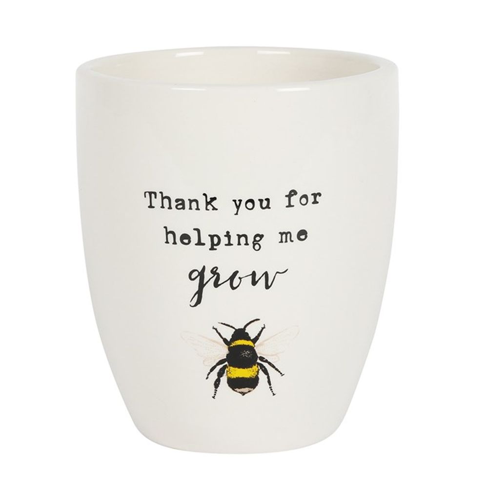 Thank You For Helping Me Grow Bee Print Ceramic Plant Pot