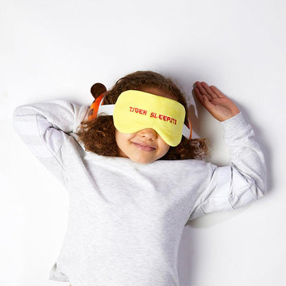 Tiger Relaxeazzz Round Plush Kids Travel Pillow & Eye Mask Set
