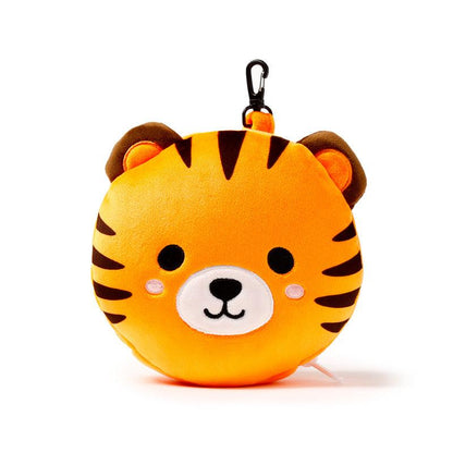 Tiger Relaxeazzz Round Plush Kids Travel Pillow & Eye Mask Set